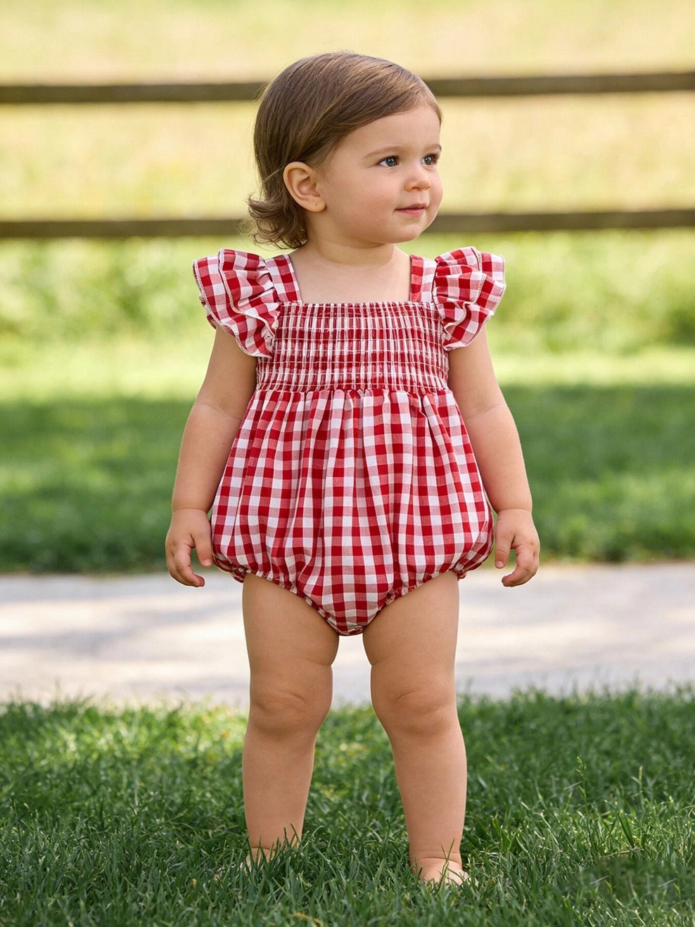 Gingham Smocked Romper