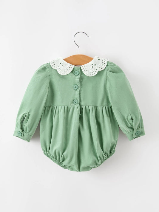 Smocked Floral Peter Pan Collar Romper