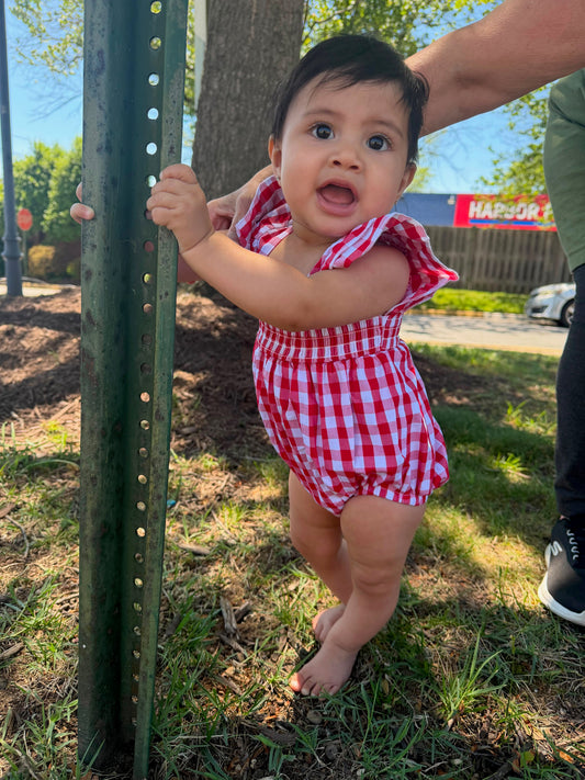 Gingham Smocked Romper