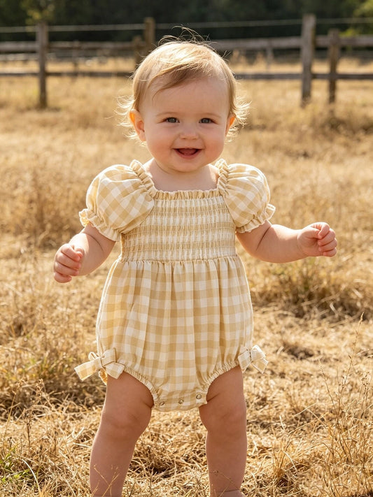 Gingham & Bow Romper