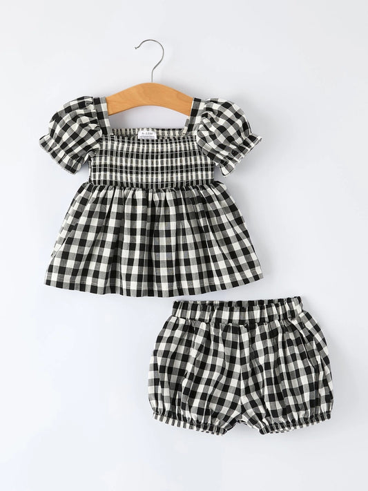 Gingham Smocked Set