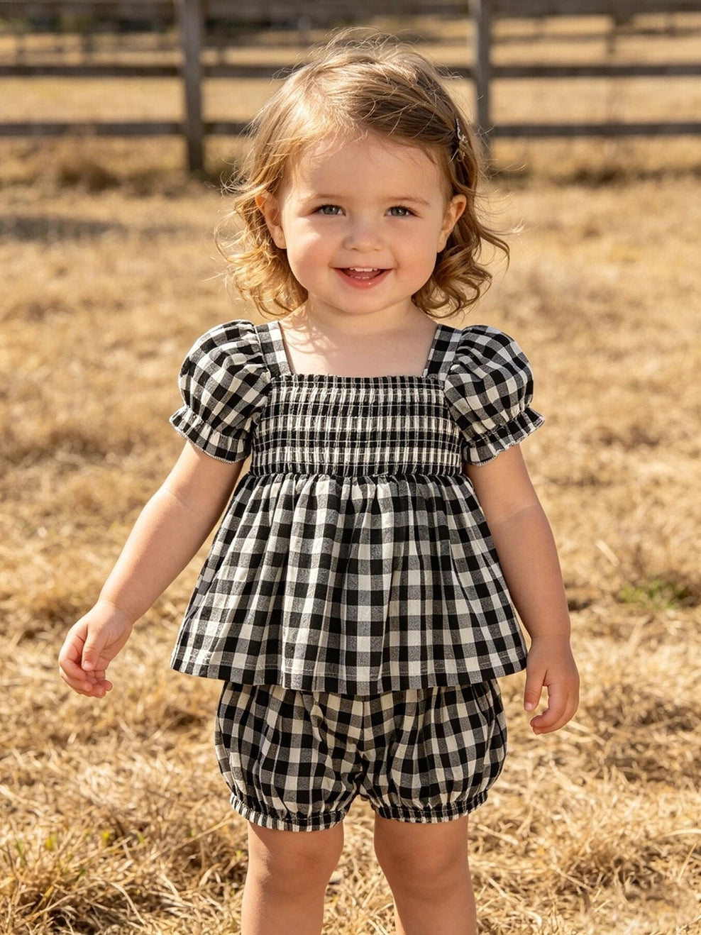 Gingham Smocked Set