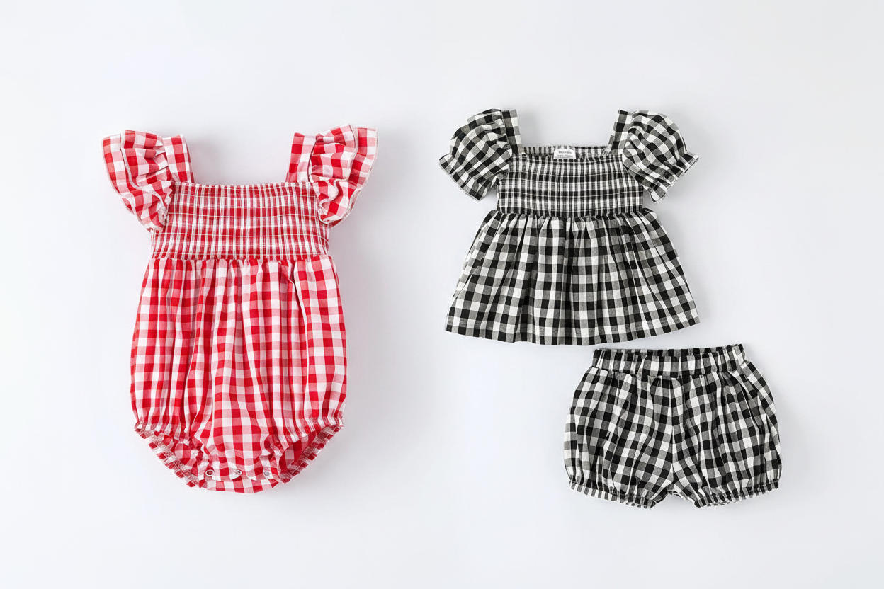 Gingham Baby Bundle Flat Lay