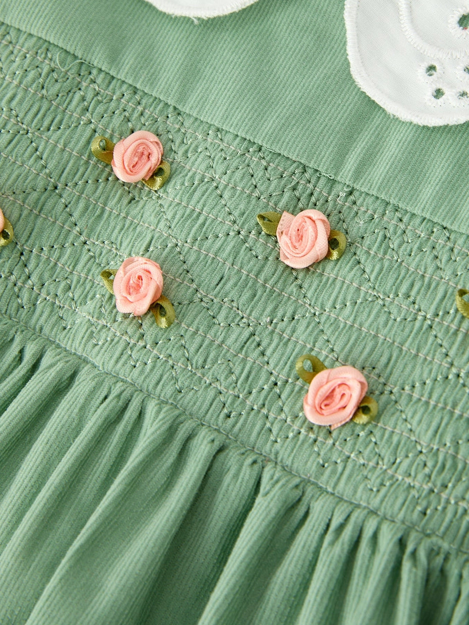 Smocked Floral Peter Pan Collar Dress