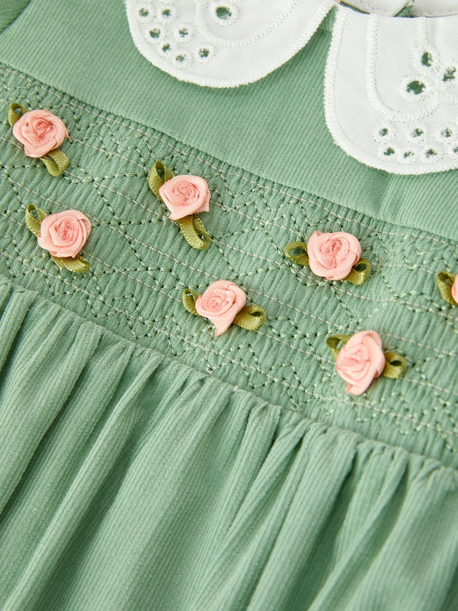 Smocked Floral Peter Pan Collar Romper
