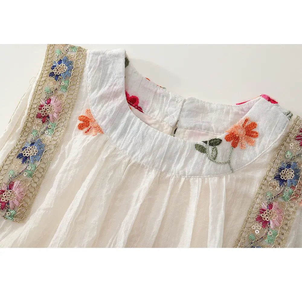 Embroidered Sleeveless Dress