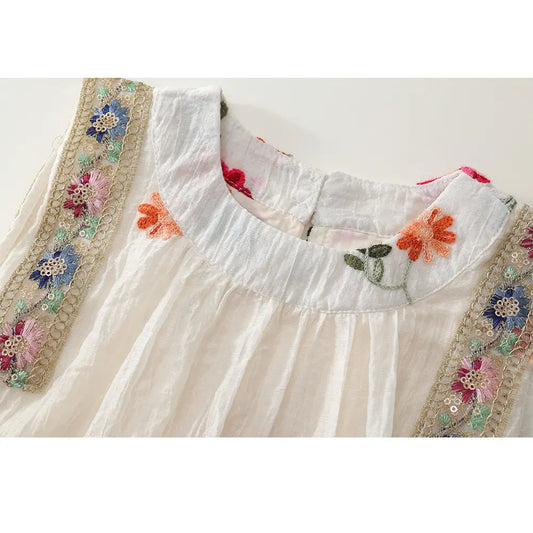 Embroidered Sleeveless Dress